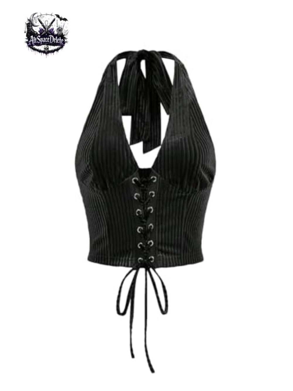 Women's Halter Lace Up Corset Crop Top Backless Tie Back Sleeveless